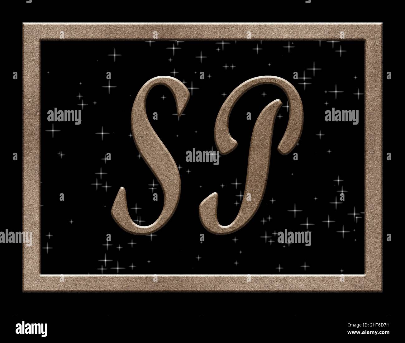 Signature with the two capital letters SP , crystal Stock Photo - Alamy