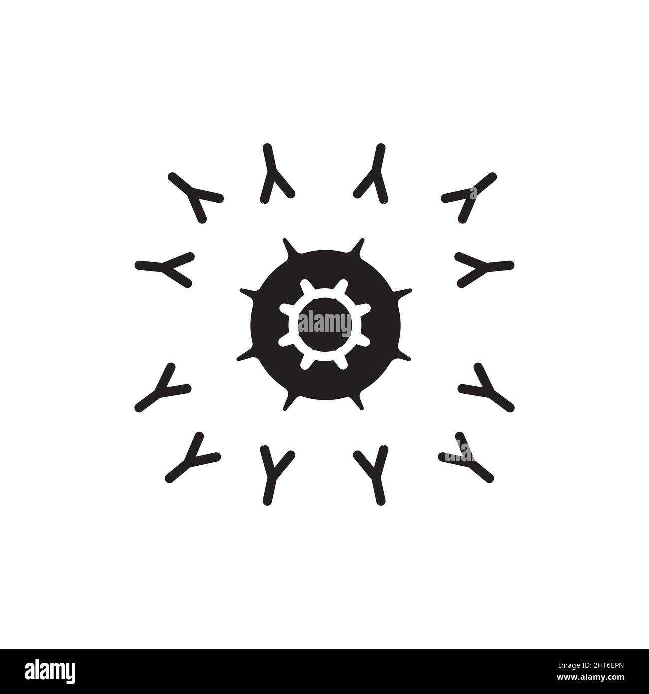 Antibodies attacking virus color line icon. Isolated vector element. Outline pictogram for web page, mobile app, promo Stock Vector