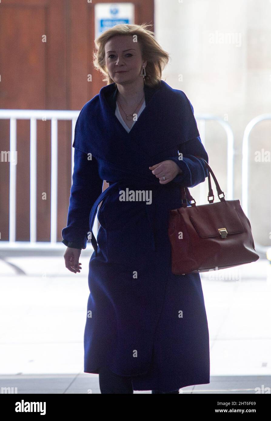 London England UK 27th Feb 2022 Foreign Secretary LIZ TRUSS Is london-england-uk-27th-feb-2022-foreign-secretary-liz-truss-is