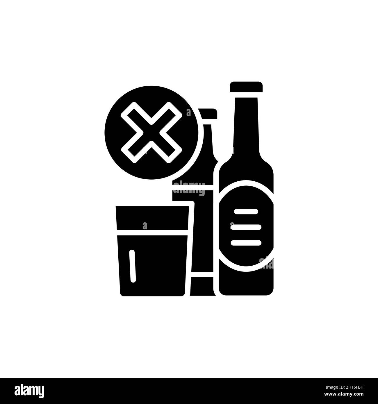 Forbidden alcohol drinks color line icon. Isolated vector element. Outline pictogram for web page, mobile app, promo Stock Vector
