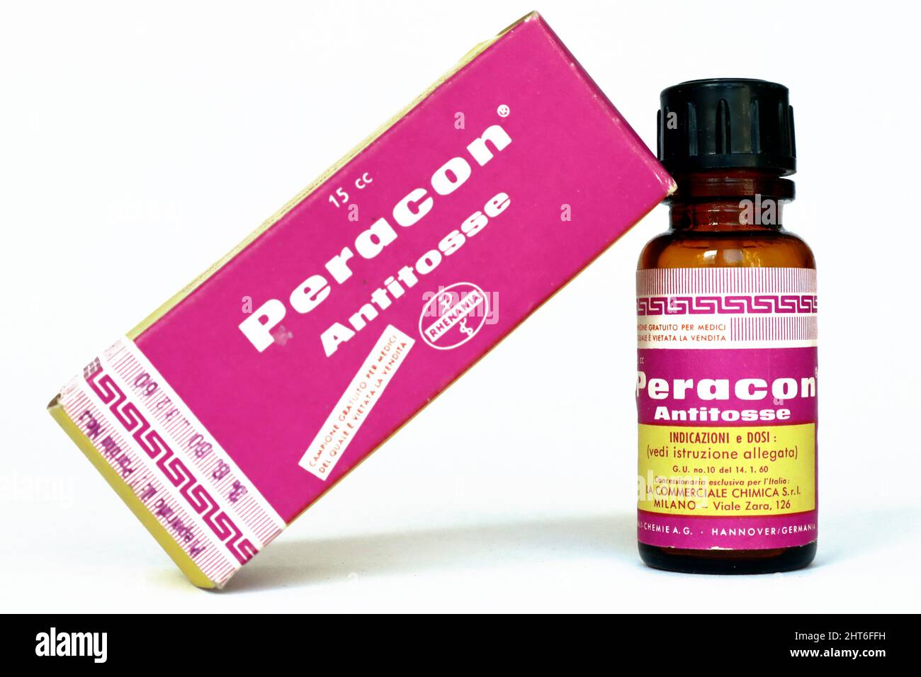 Vintage 1960 PERACON dropper bottle medicine for the treatment of Cough ...