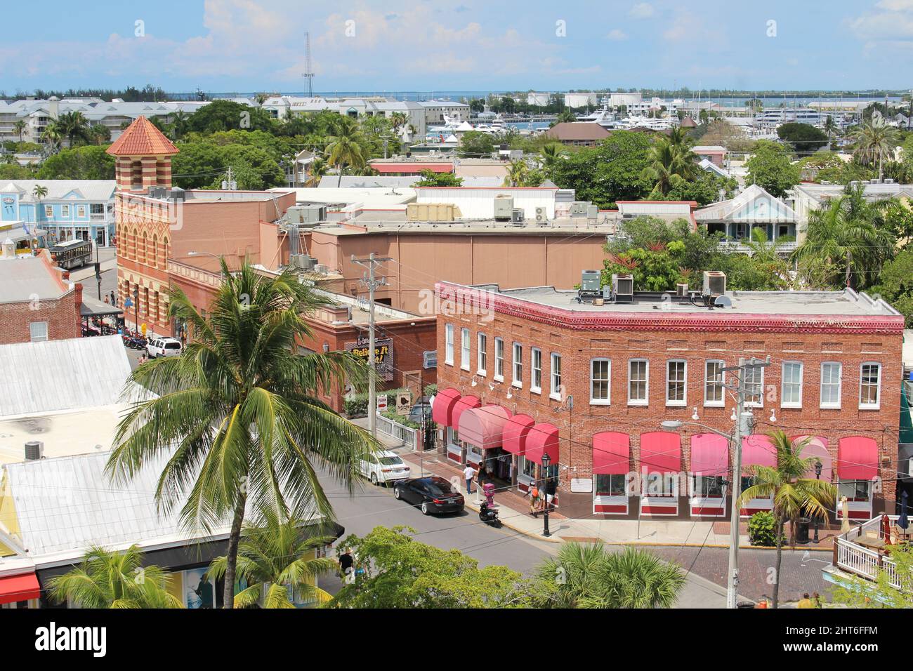 Shot of the buildings and trees in Key West, Florida, United States