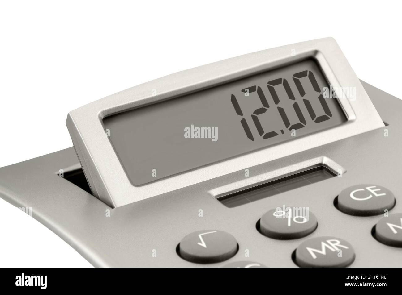 German Minimum Wage 12,00 Euro and calculator isolated against white background closeup Stock Photo