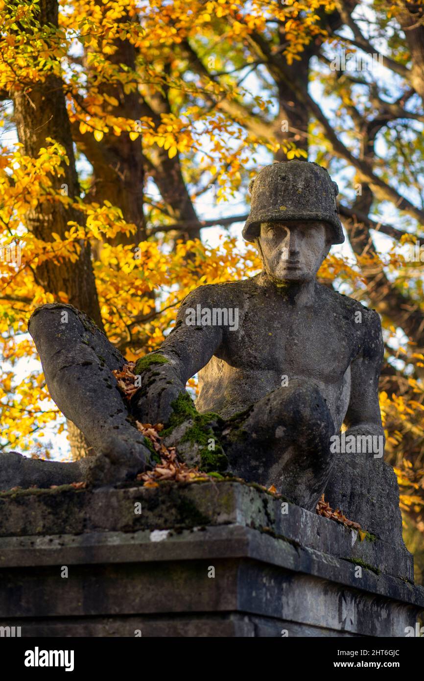 An archive photo of a German war memorial dedicated to soldiers who fell in World War I and II in a week when Germany announced it would be sending de Stock Photo
