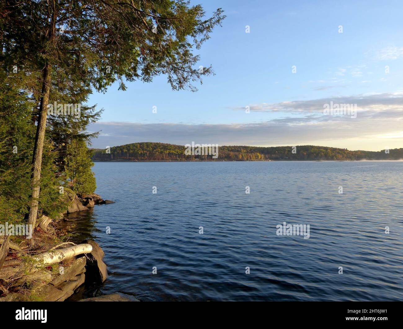 Mesmerizing view of a calm lake surrounded by trees Stock Photo - Alamy