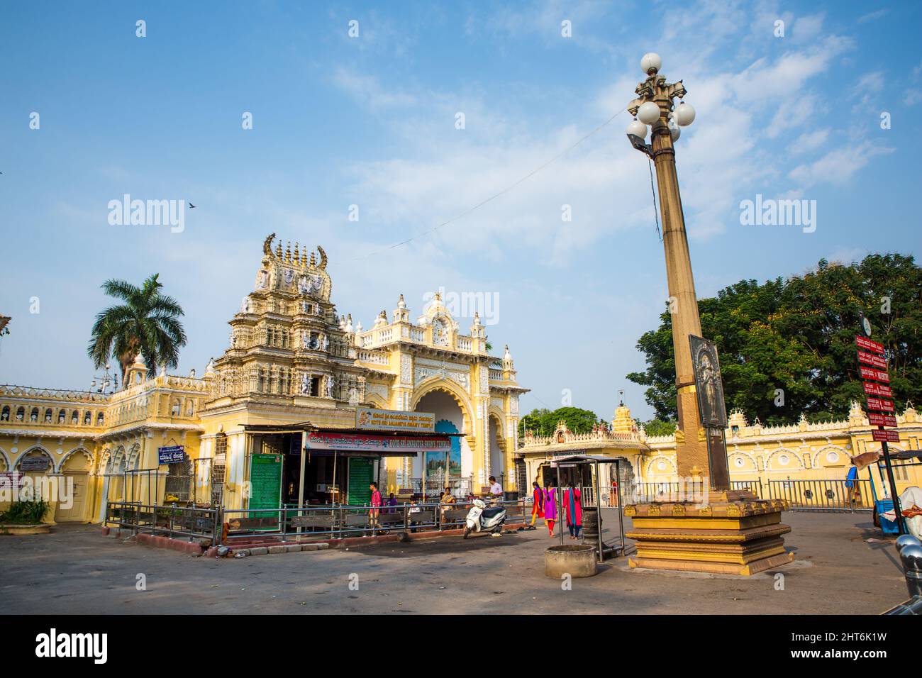 South Indian Style Temple - Kote Sri Anjaneya Swamy Temple, Jaya Vijaya Gate in front of Mysore Palace, Mysuru, Karnataka, India Stock Photo