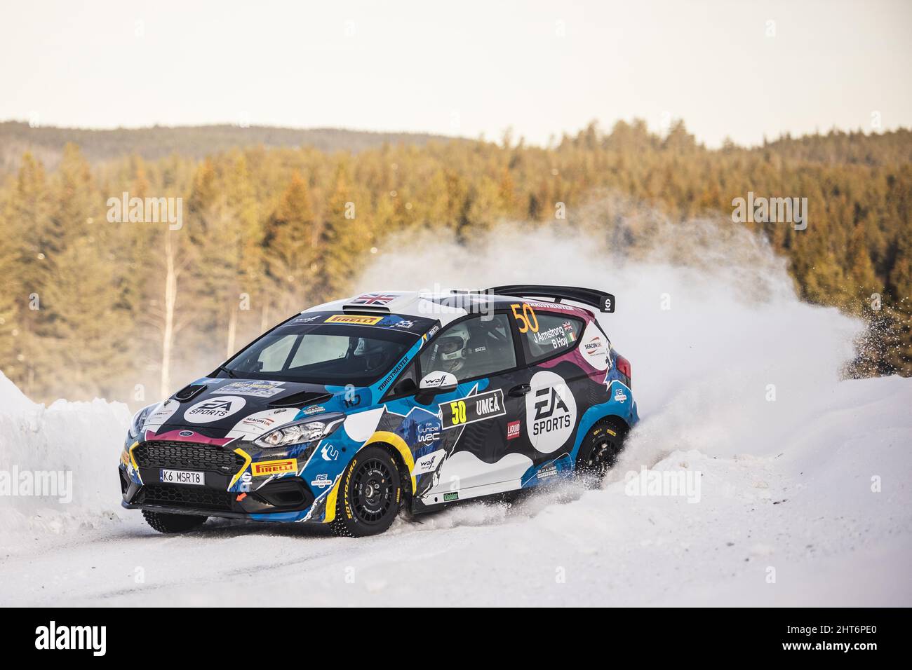 Umea, Sweden. 27th Feb, 2022. 50 ARMSTRONG Jon (gbr), HOY Brian (irl), Ford  Fiesta Rally3, action during the Rally, Sweden., . WRC World Rally Car  Championship, from February 24 to 27, 2022