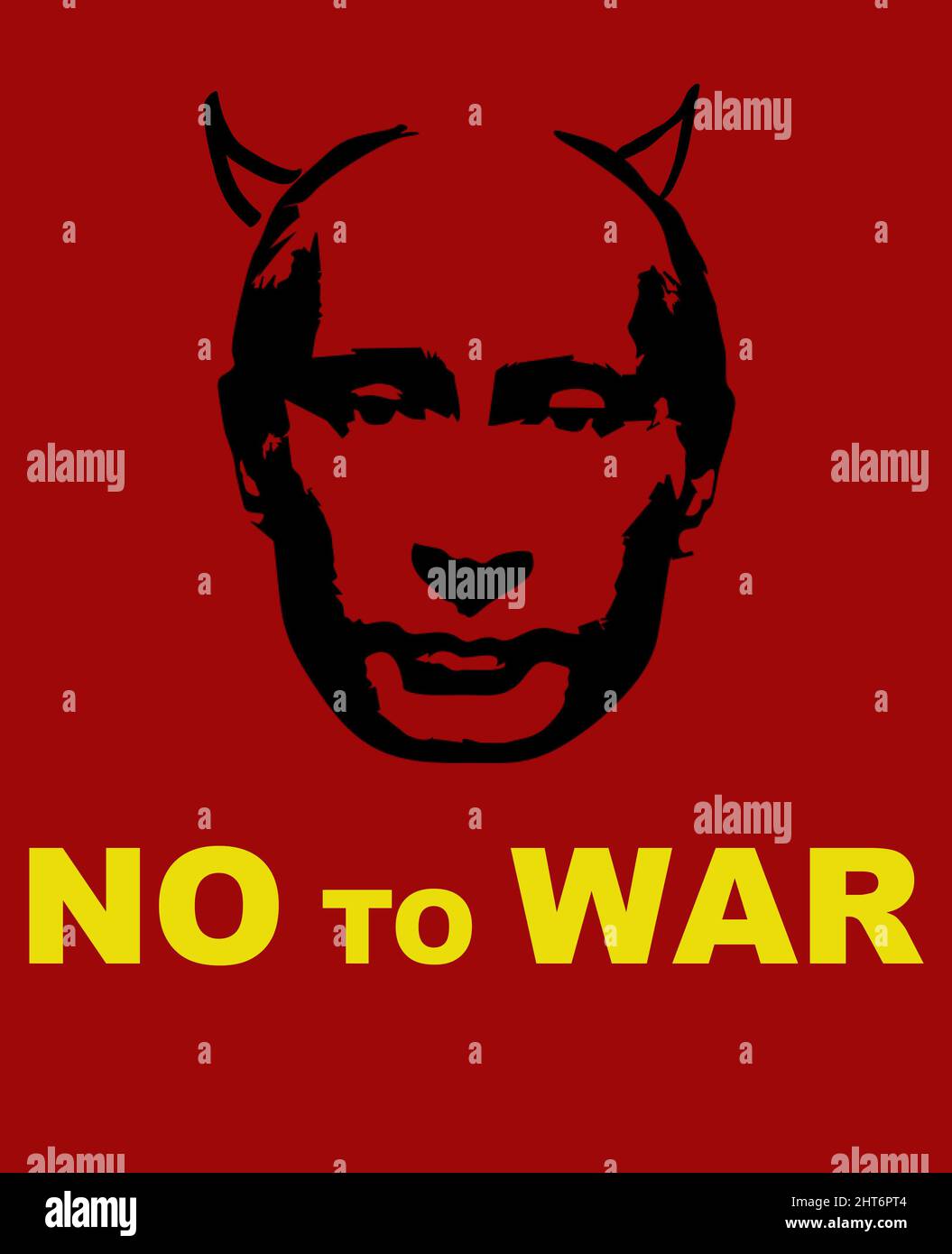 Ukraine and Russia. Stop the war, Putin criminal, no to war,  Stock Photo