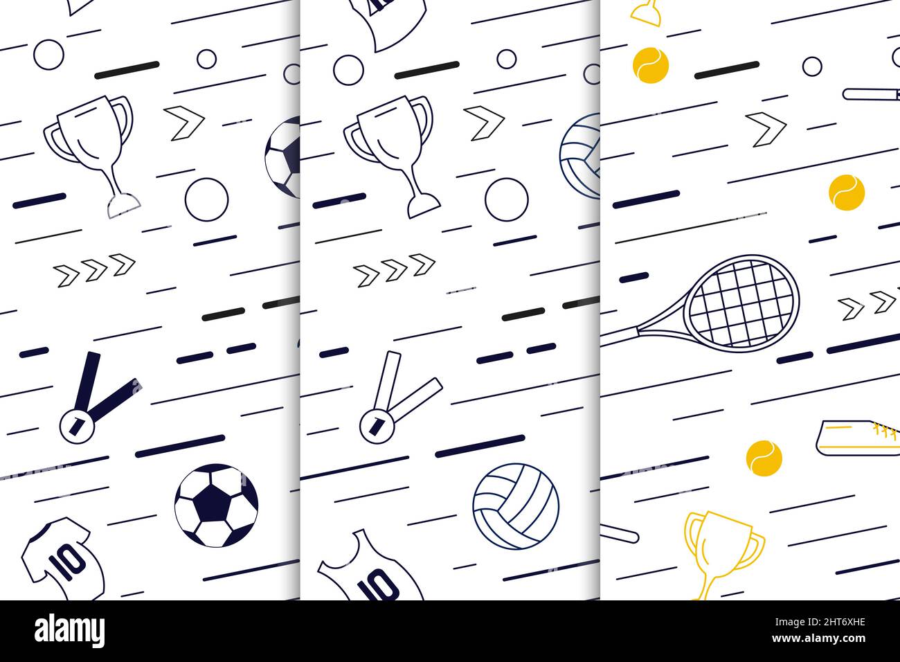 Set of seamless pattern from sport equipment and dynamics lines Stock ...