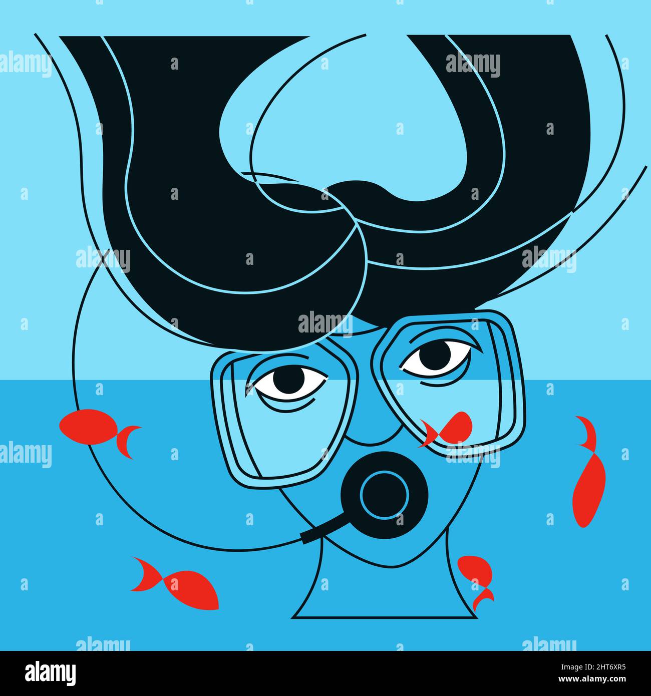 Female scuba diver face with diving equipment Stock Vector Image & Art