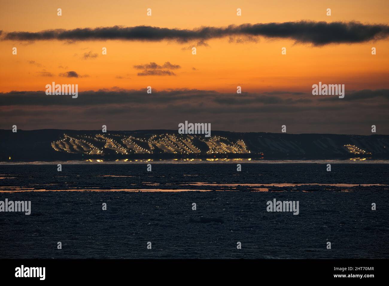 After Sunset Twilight View of Collingwood and Blue Mountain Ski Hills