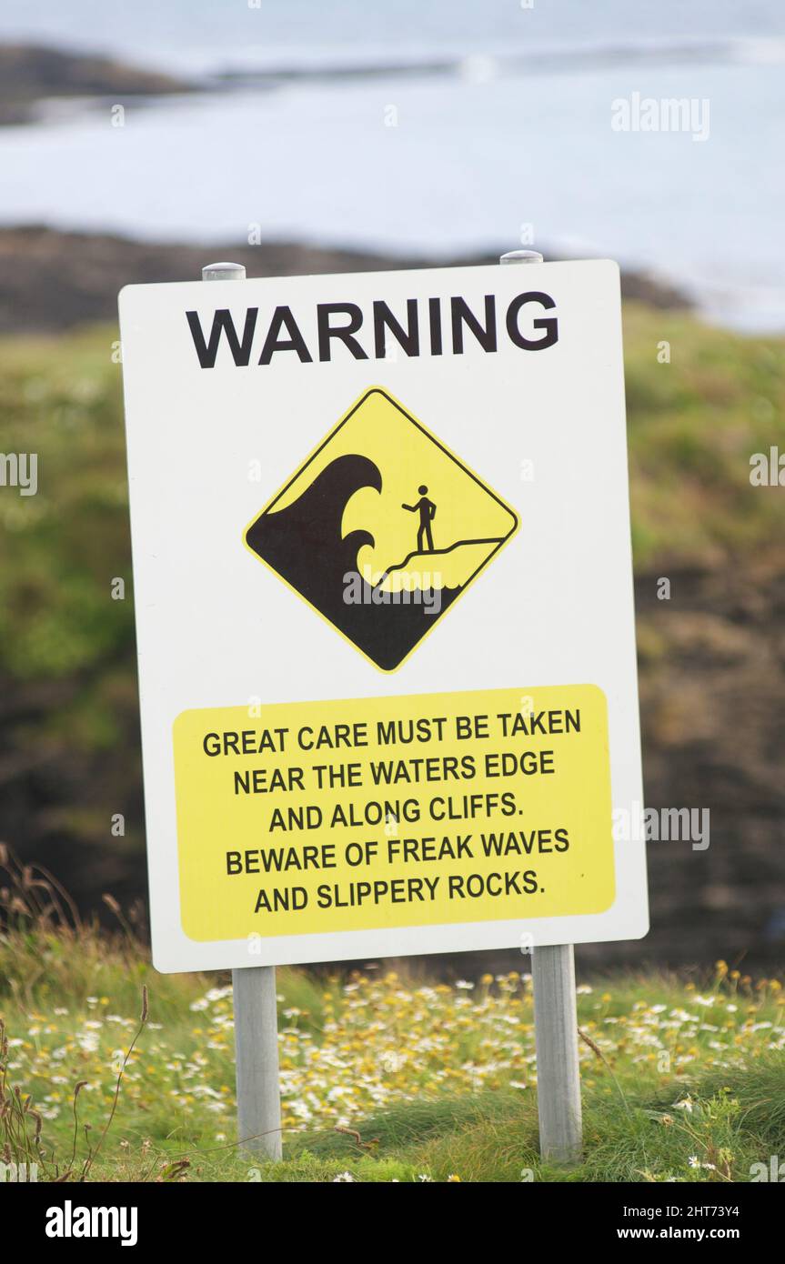 Warning Sign at Hook Head Light House ,County Wexford,Ireland Stock