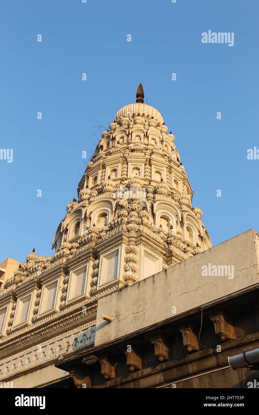 Vertical shot of the Hindi Temple. Pune, Maharashtra, India. Stock Photo