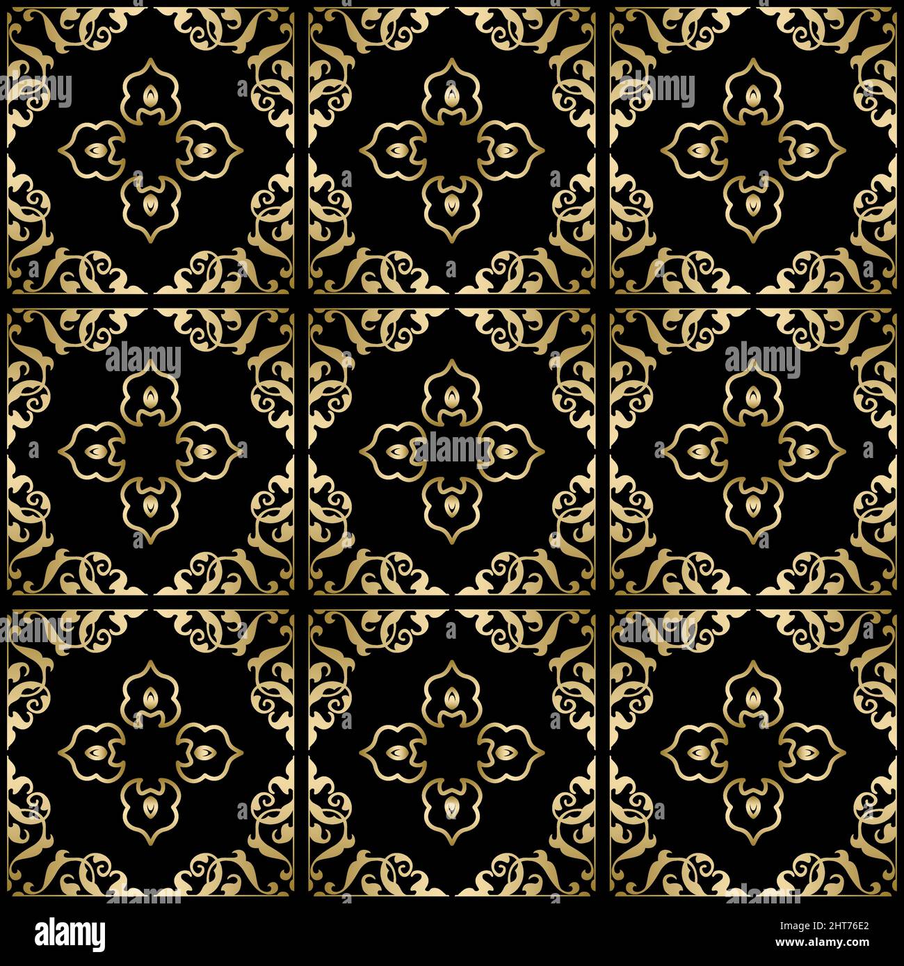 black background with golden ornament - seamless vector - eps 10 Stock ...