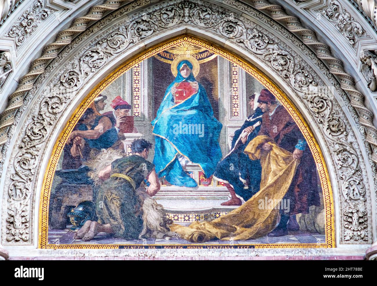 Florence. Mosaic on the right portal of the Florence Cathedral Stock Photo