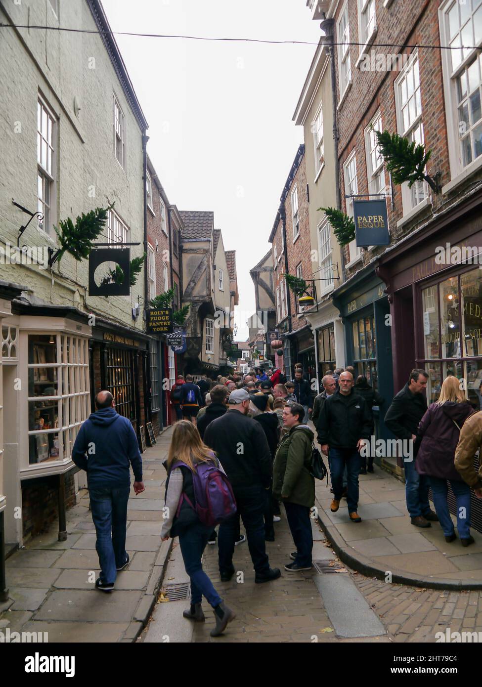 Crowds of people in the shambles, York, England Stock Photo
