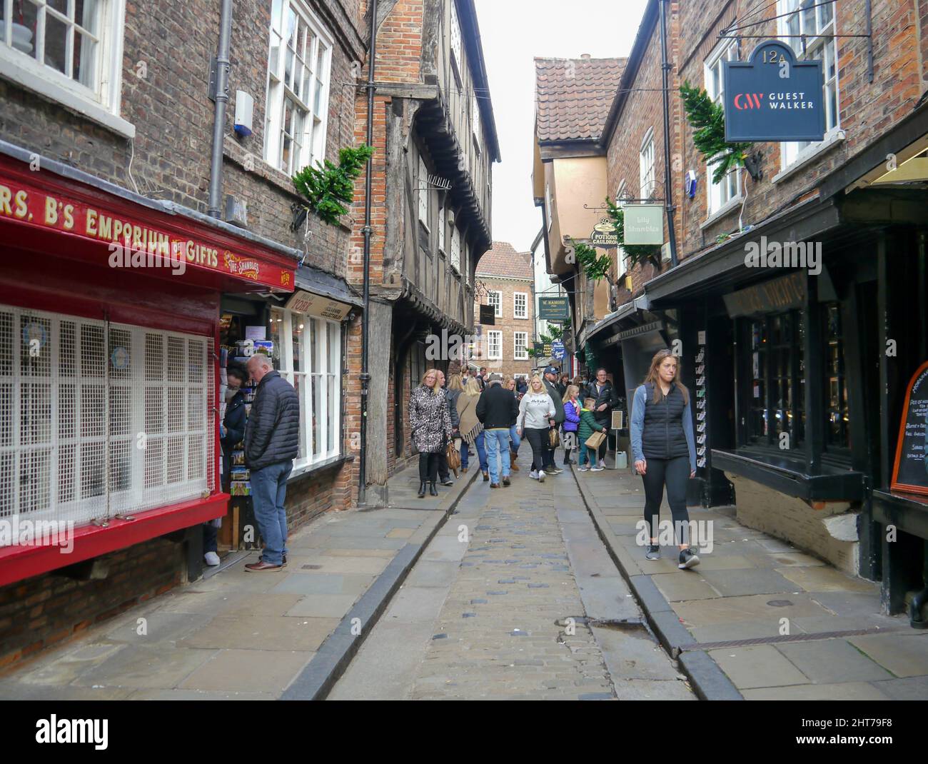Medieval buildings  in the shambles, York, England Stock Photo