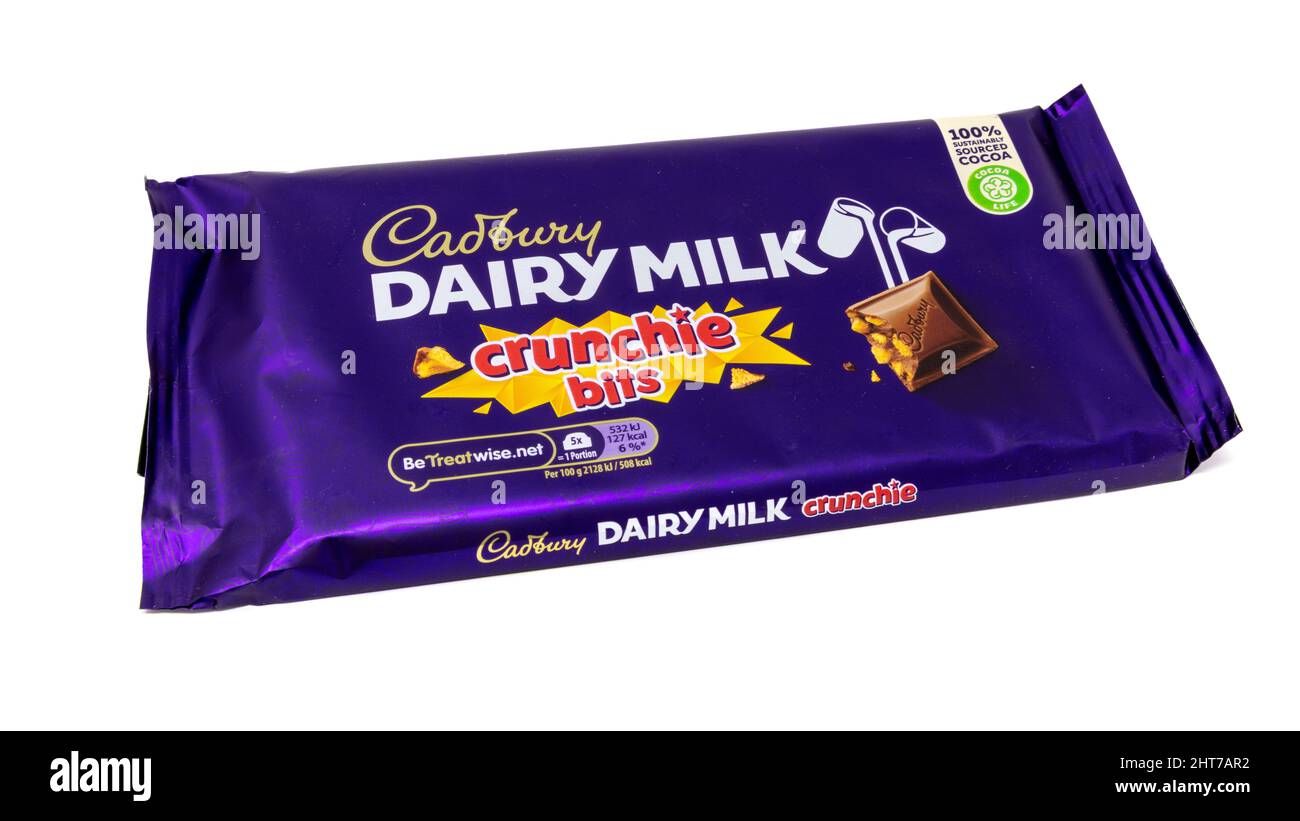 Cadbury Dairy Milk with Crunchie Bits Chocolate Bar Stock Photo