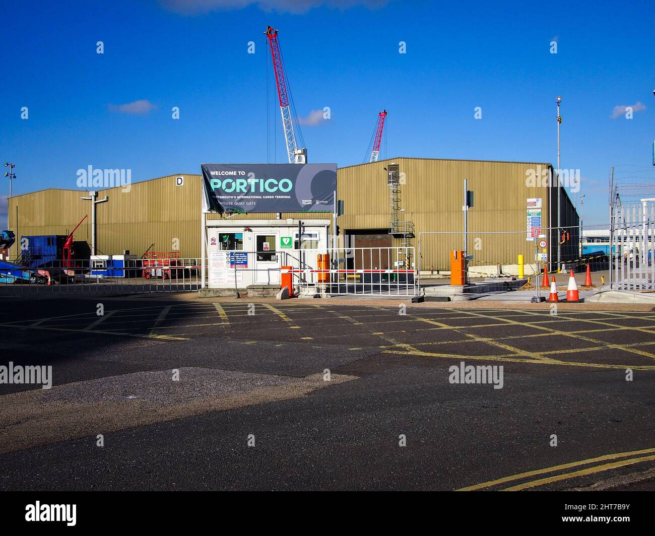 The entrance to Portico, Portsmouth Cargo terminal in Portsmouth, Hampshire, England Stock Photo