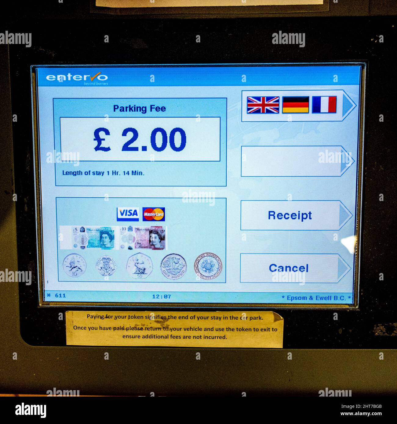 Epsom Surrey UK, February 27 2022, Automated Car Park Machine Showwing