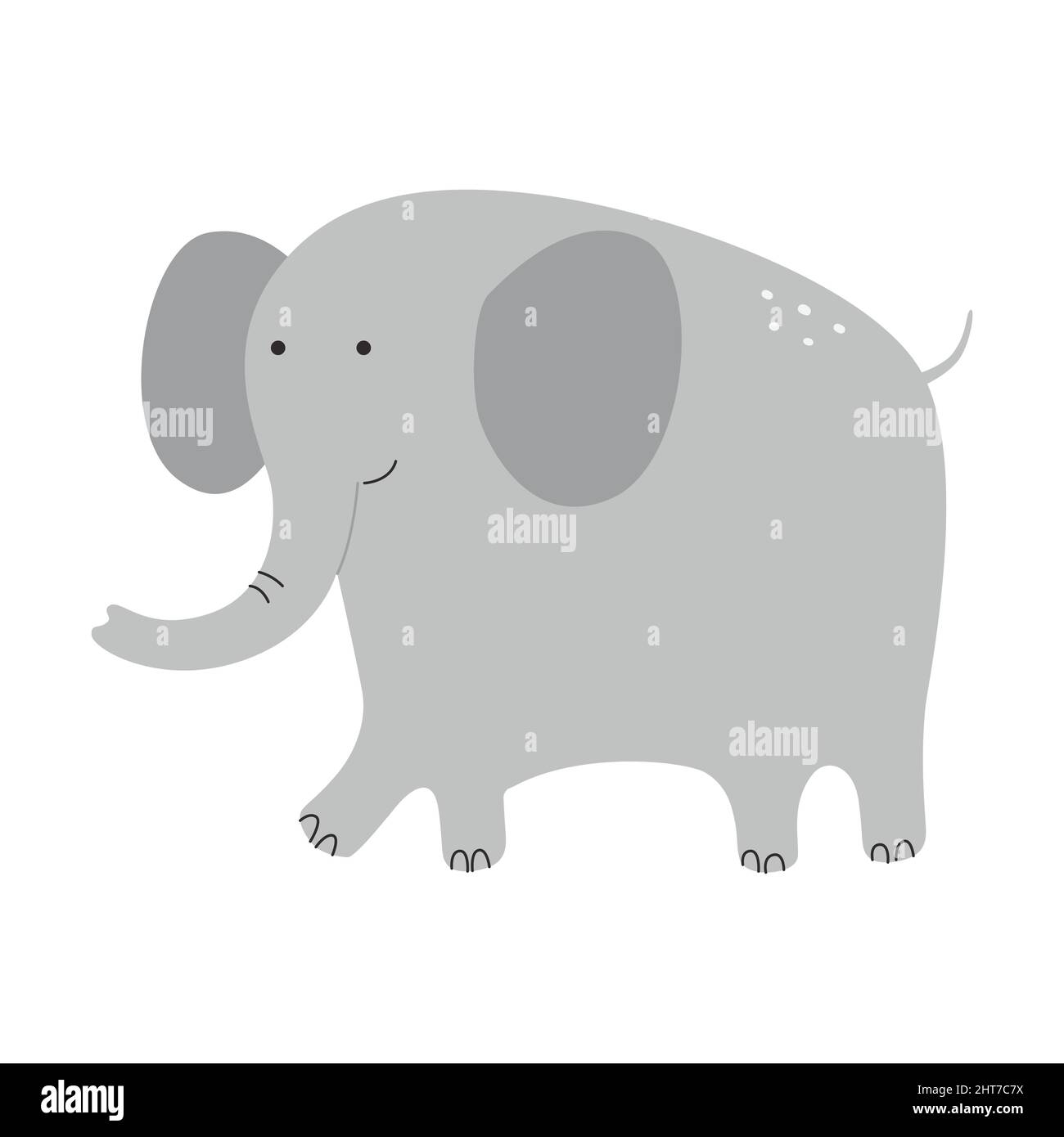 Cute cartoon elephant isolated on white background Stock Vector Image ...