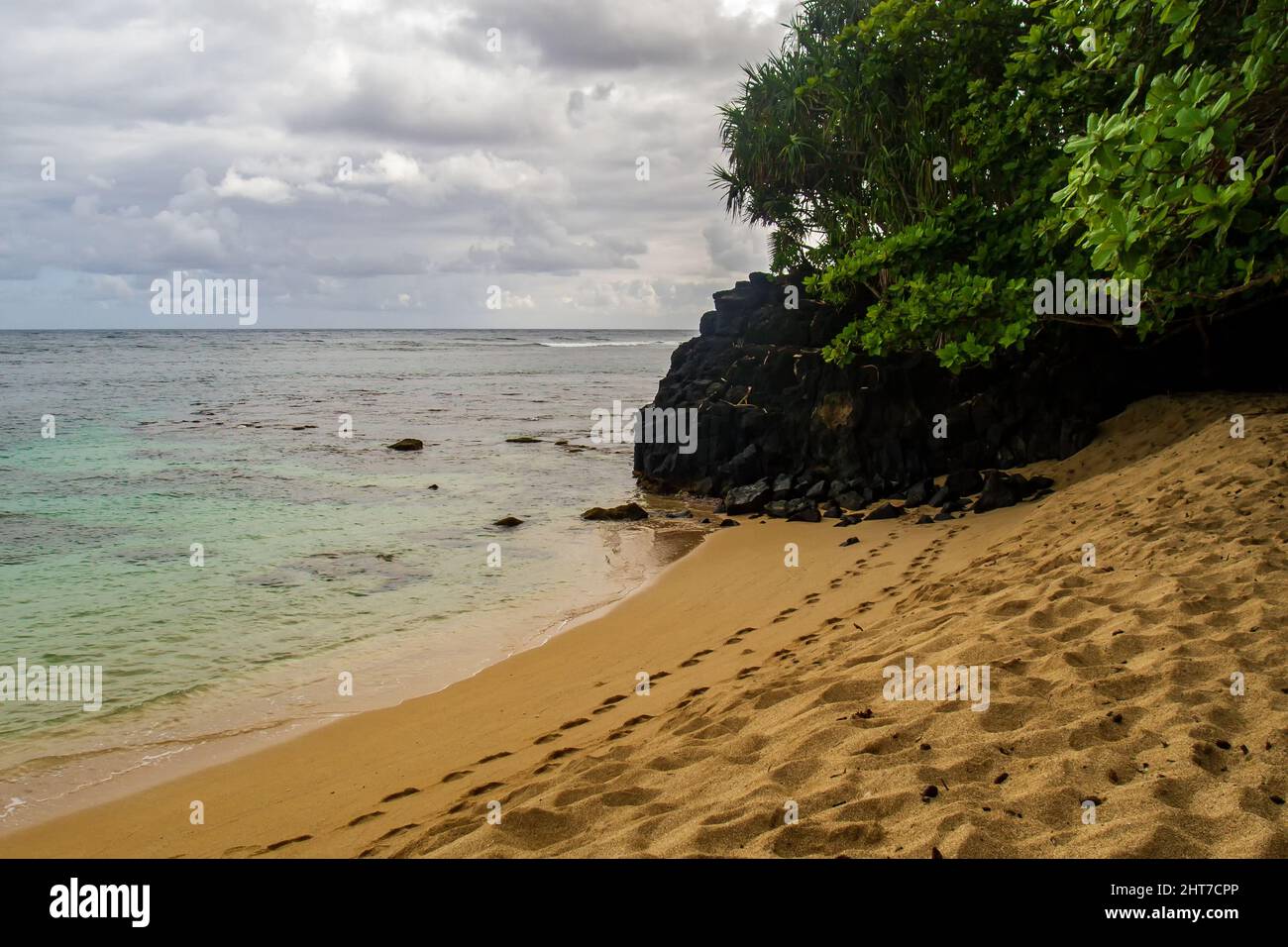 Beautiful seascape scene on the Island of Kauai, Hawaii, USA Stock Photo