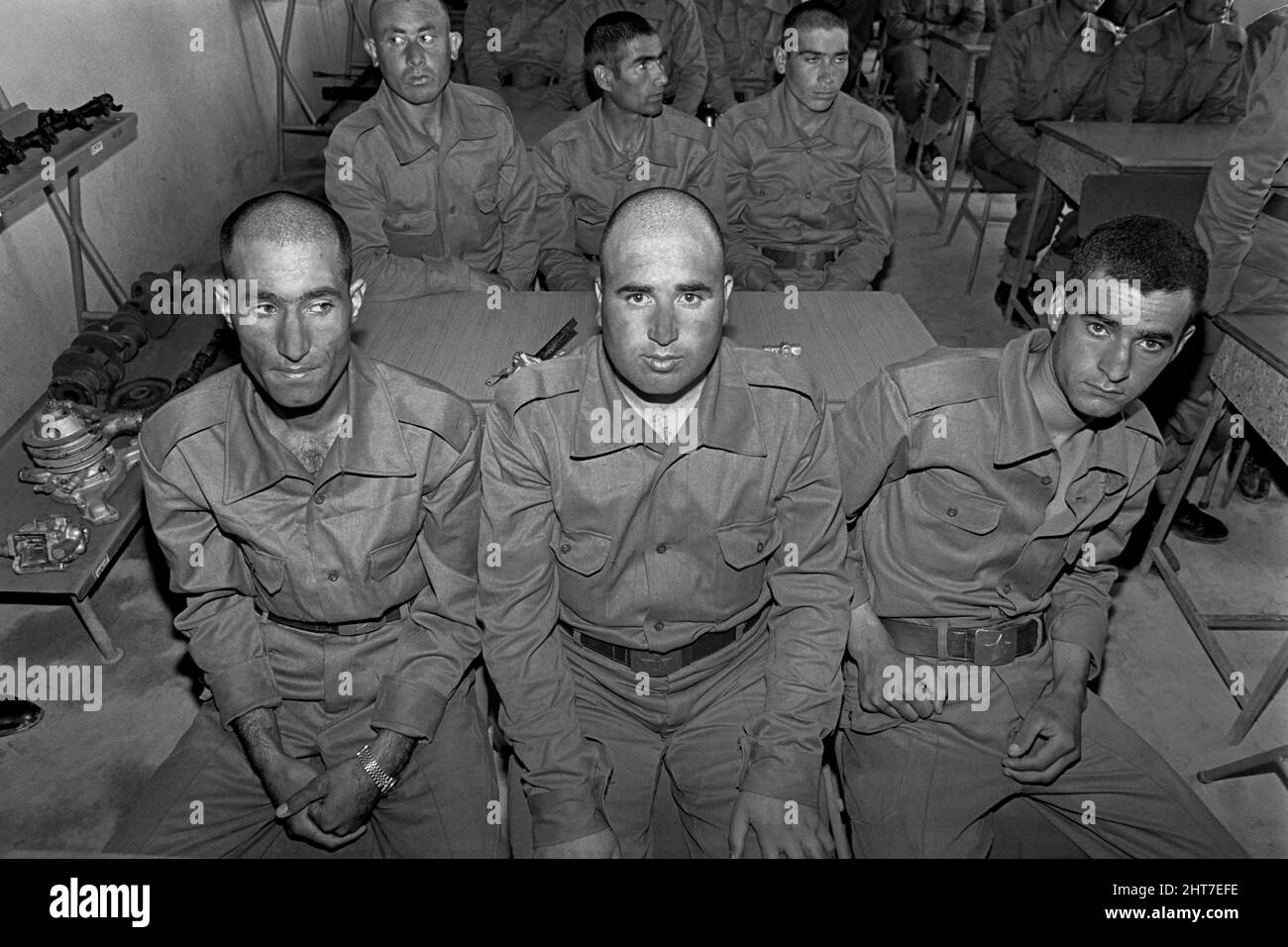 KABUL, AFGHANISTAN. 30th April 1988. Afghan Army conscripts during military training at the number 59 Military Technical center April 30, 1988 outside Kabul, Afghanistan. The men have been drafted into the army to fight against the mujahideen. Stock Photo