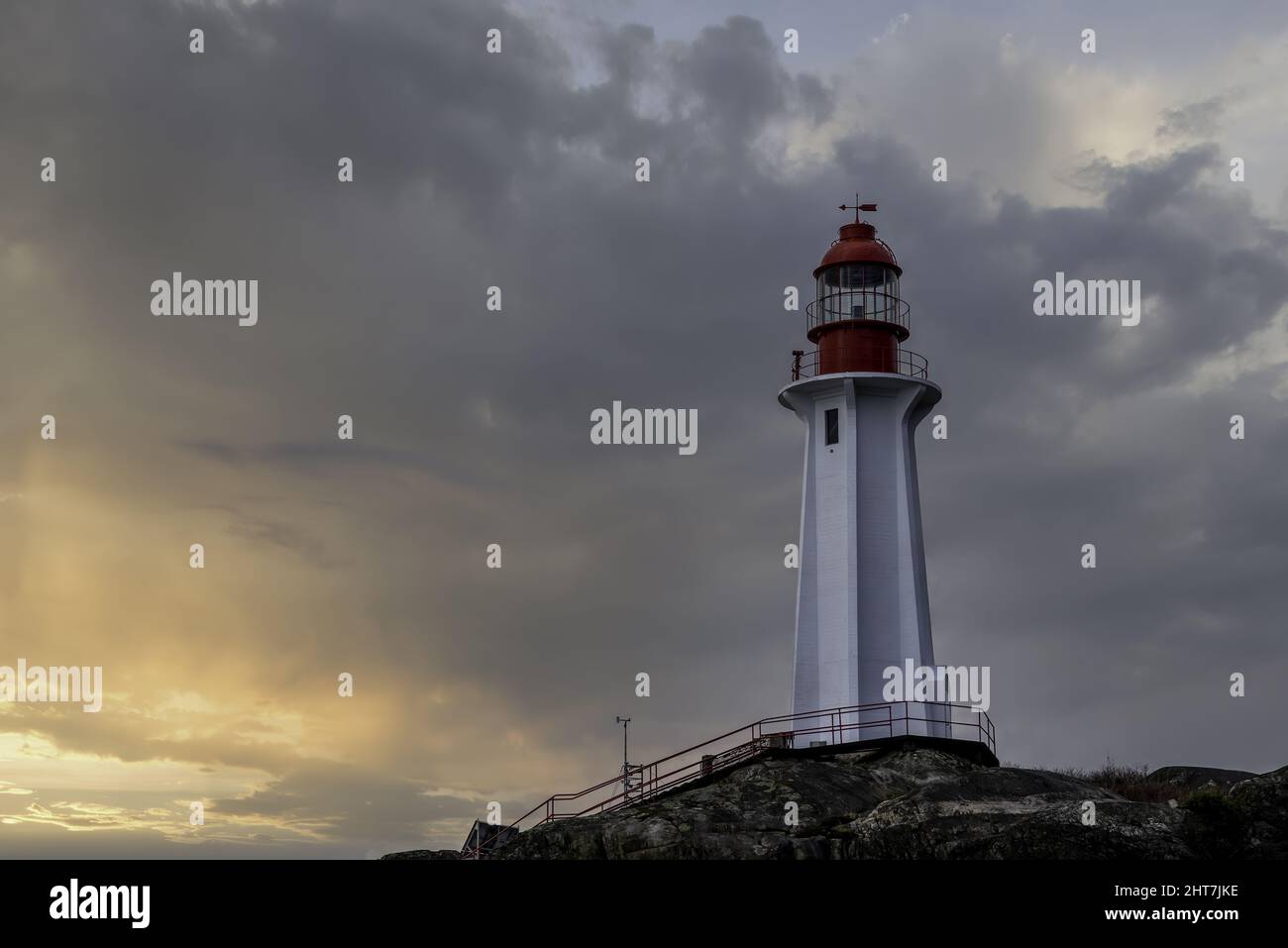 Low angle shot of a lighthouse on a cloudy day Stock Photo