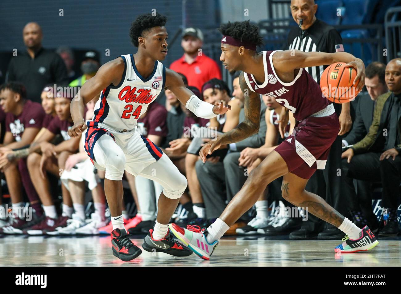 February 26, 2022 Texas A&M guard Quenton Jackson (3) looks for an