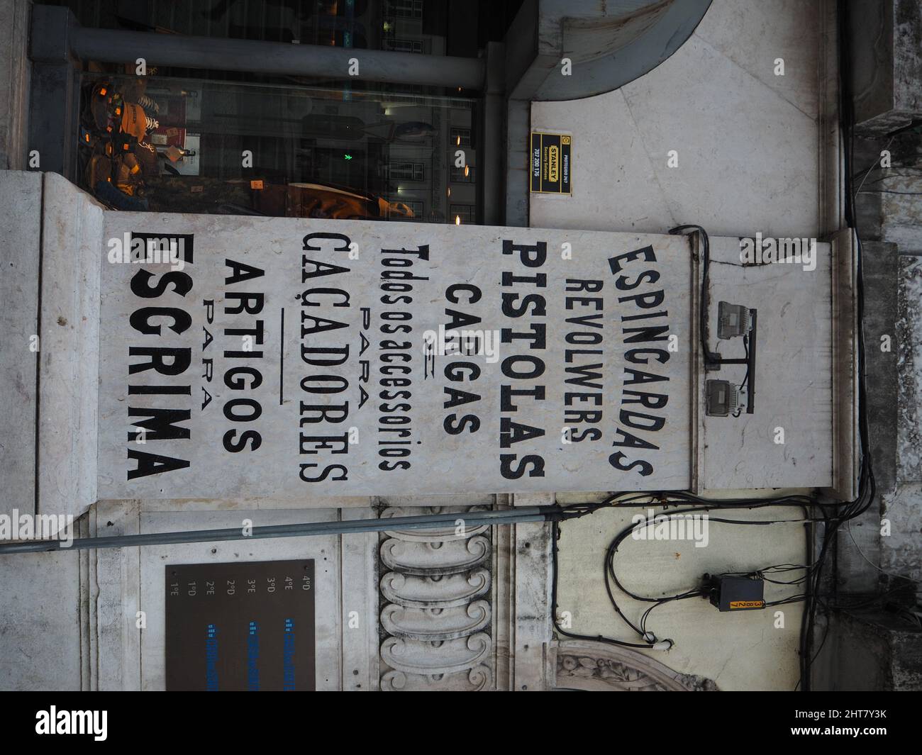 Closeup of a wall with letterings in the City of Lisboa in Portugal Stock Photo