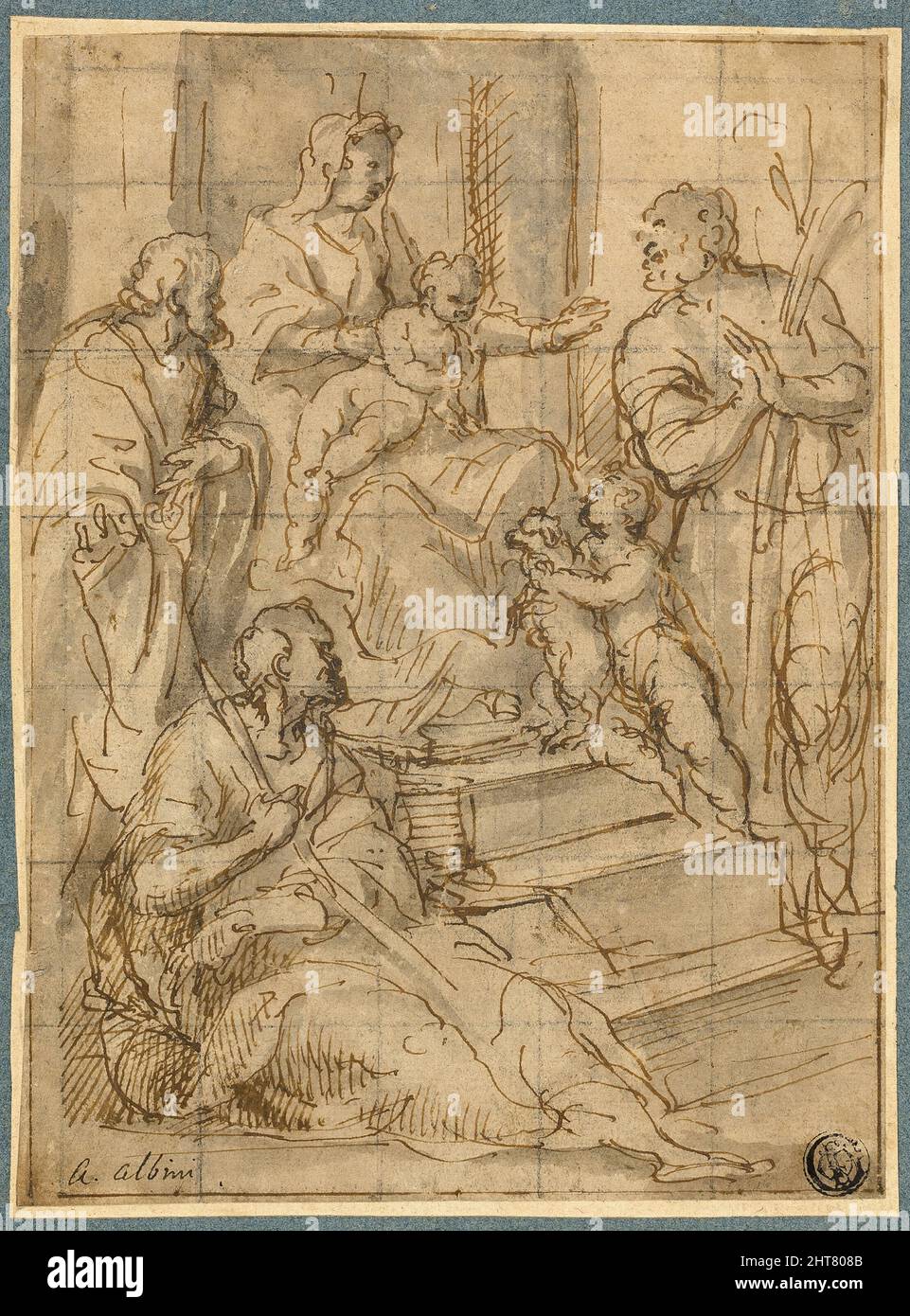 Holy Family with the Infant Saint John the Baptist and Two Male Saints, n.d. Stock Photo
