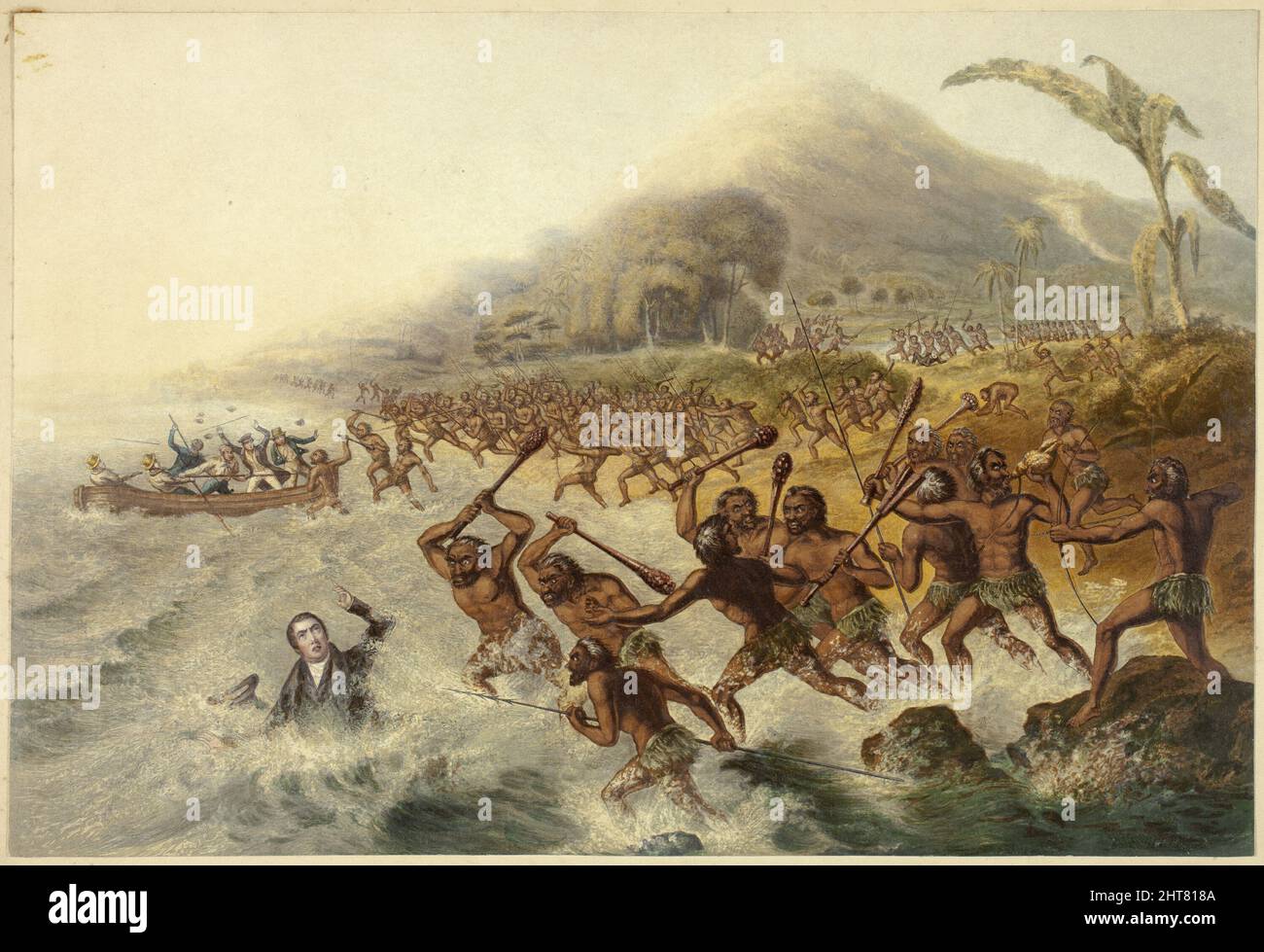 The Massacre of the Lamented Missionary the Rev. J. Williams and Mr. Harris, 1841. Stock Photo
