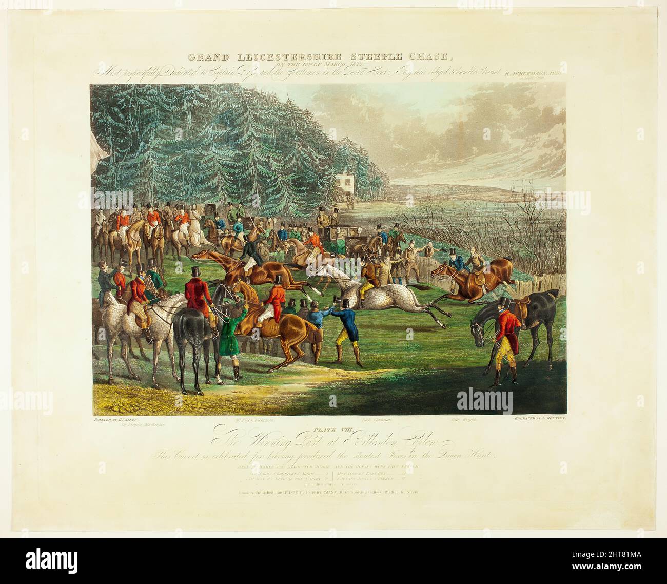 The Winning Post, from The Grand Steeplechase over Leicestershire, published 1830. Stock Photo