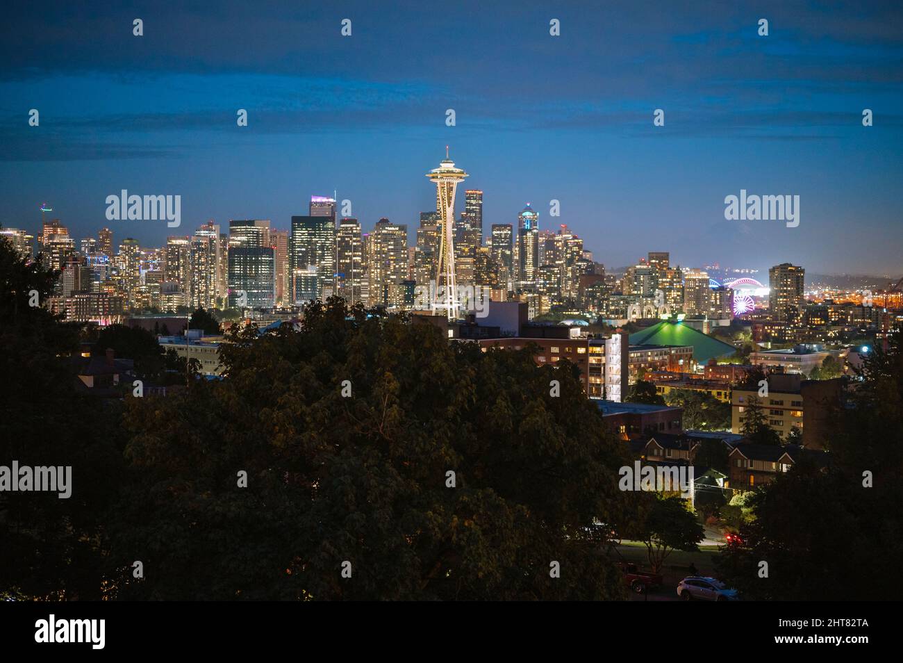 Seattle City Skyline View From Kerry Park Stock Photo