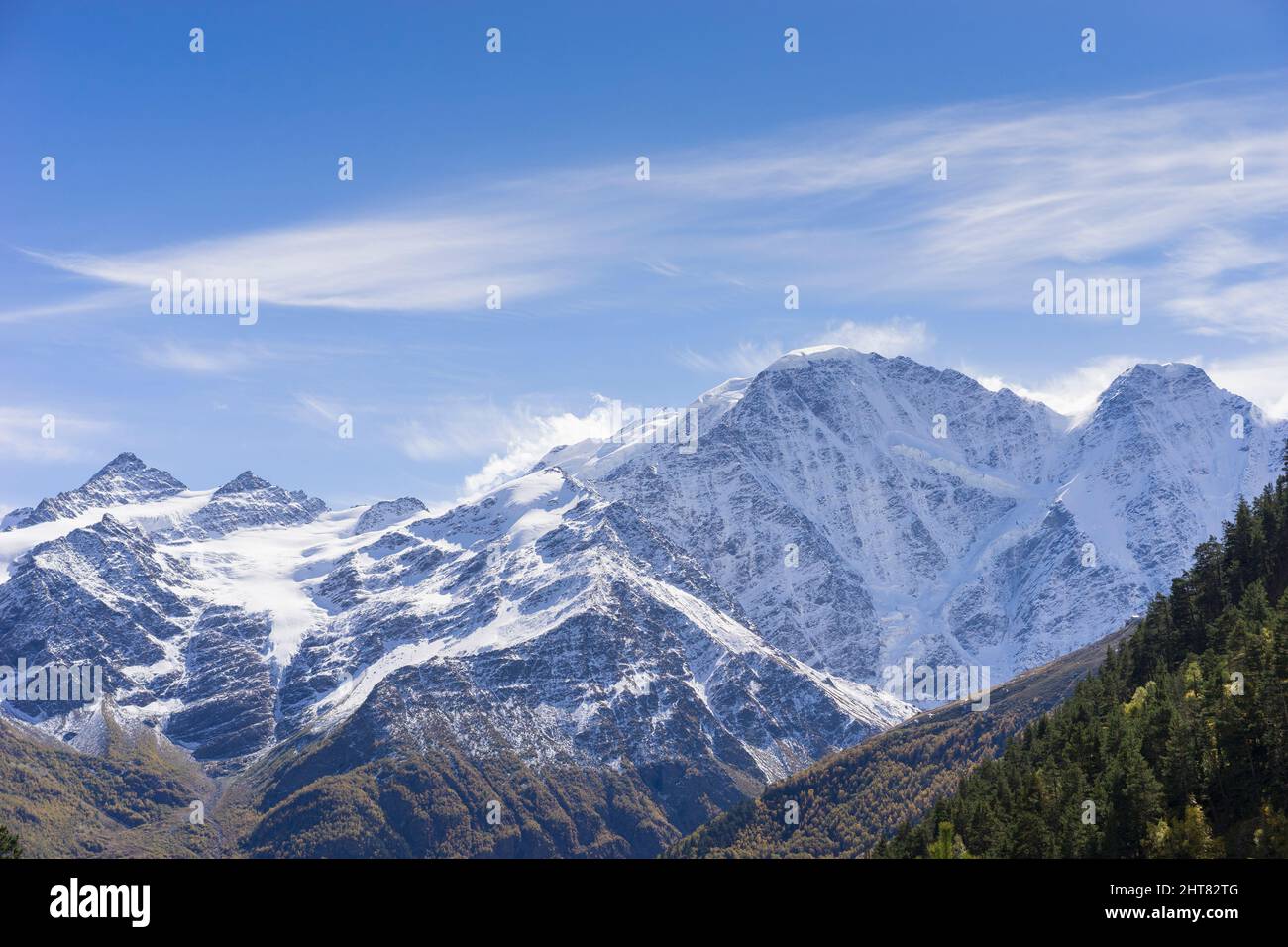 Breathtaking panorama of morning wild nature high in mountains Stock ...