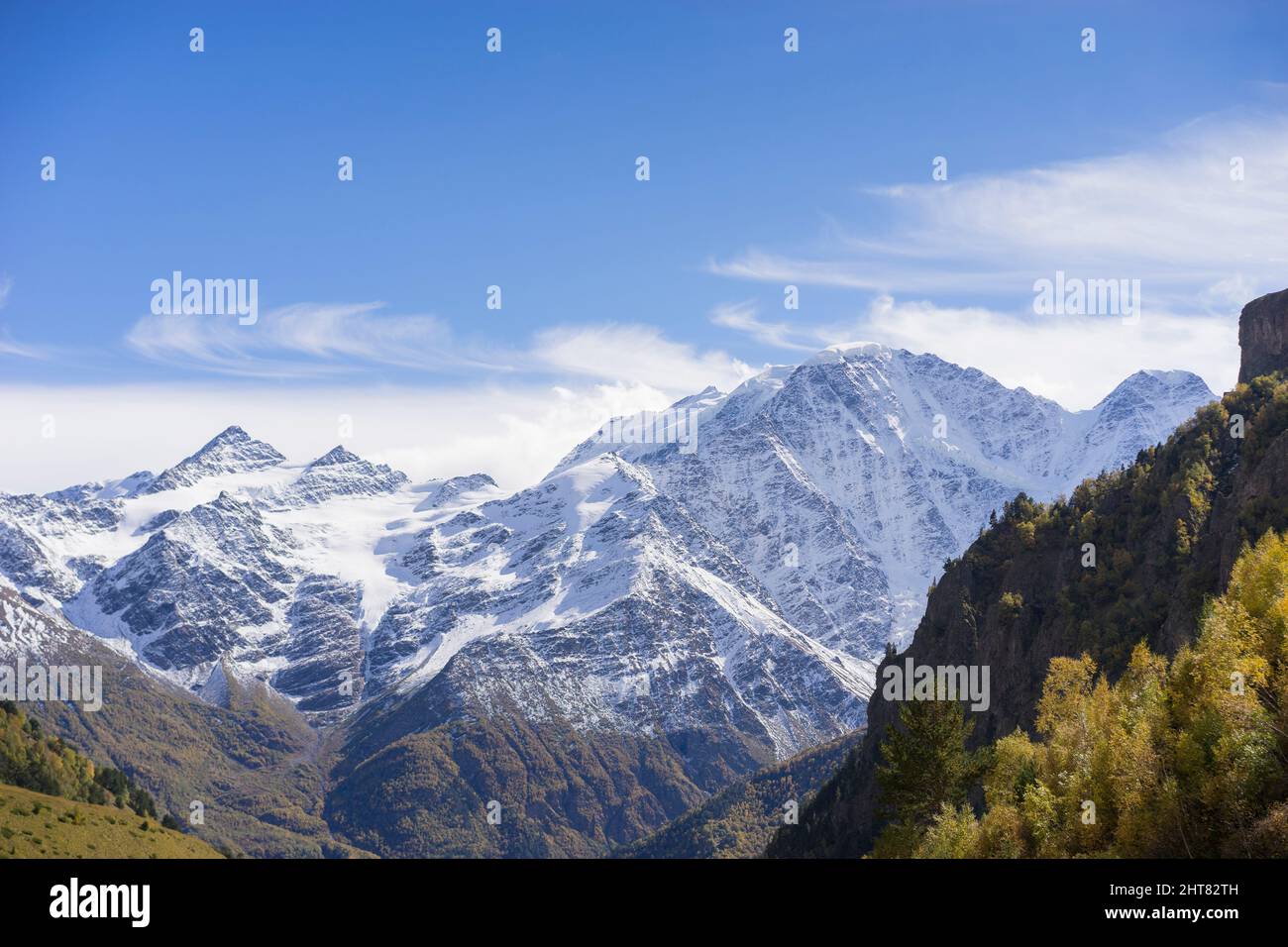 Breathtaking panorama of morning wild nature high in mountains Stock ...