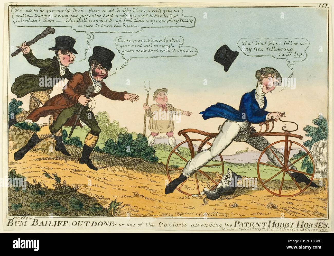 Bum Bailiff Out-Dones, April 1, 1819. Stock Photo