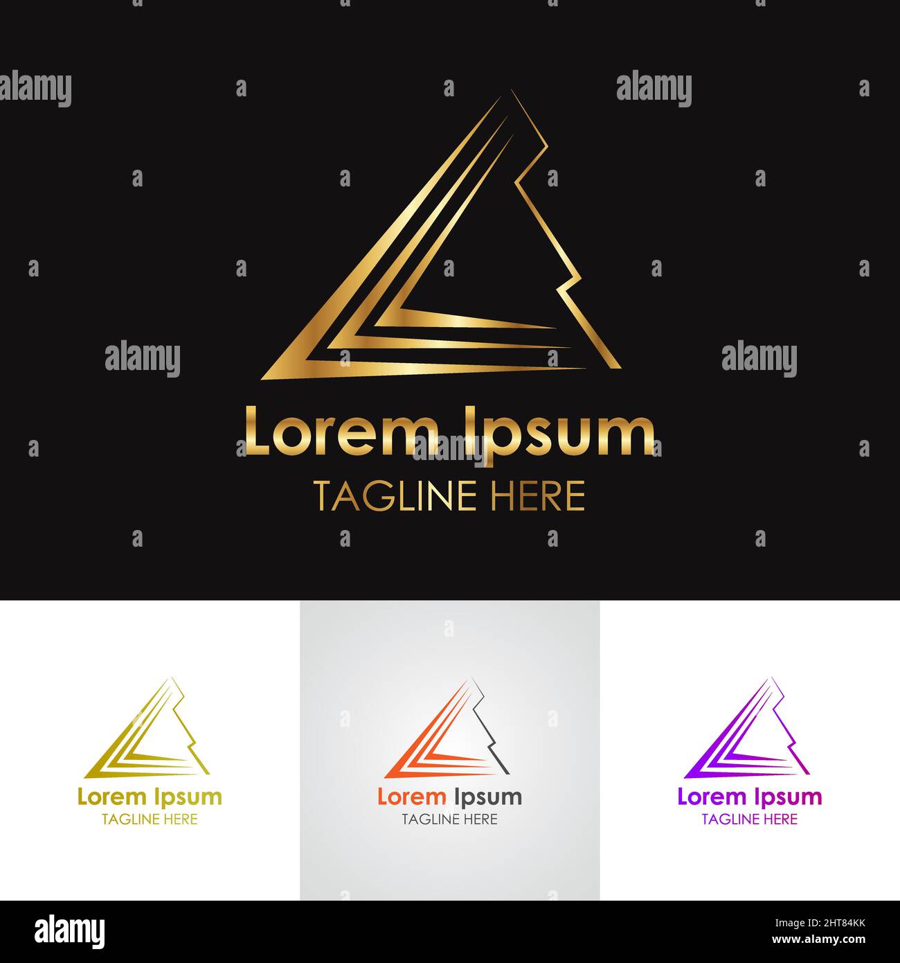 Golden metallic Accounting & financial logo design Stock Vector
