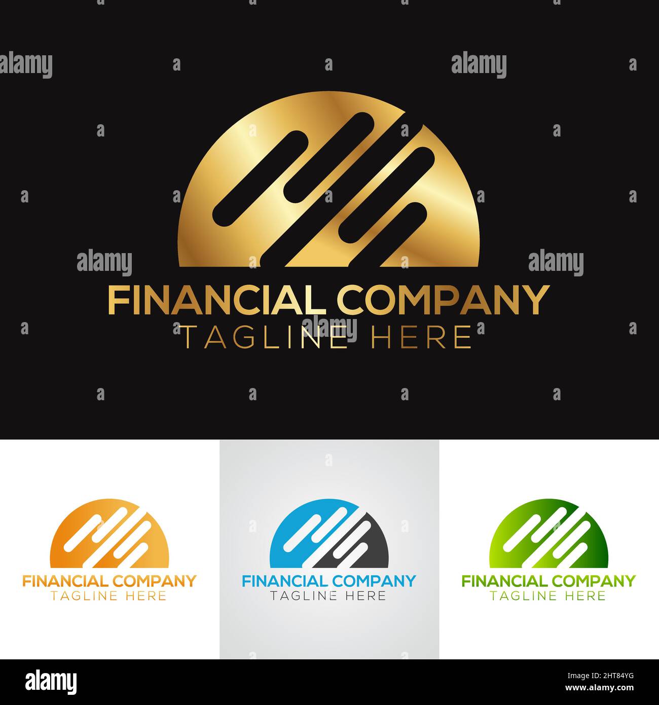 Golden metallic Accounting & financial logo design Stock Vector
