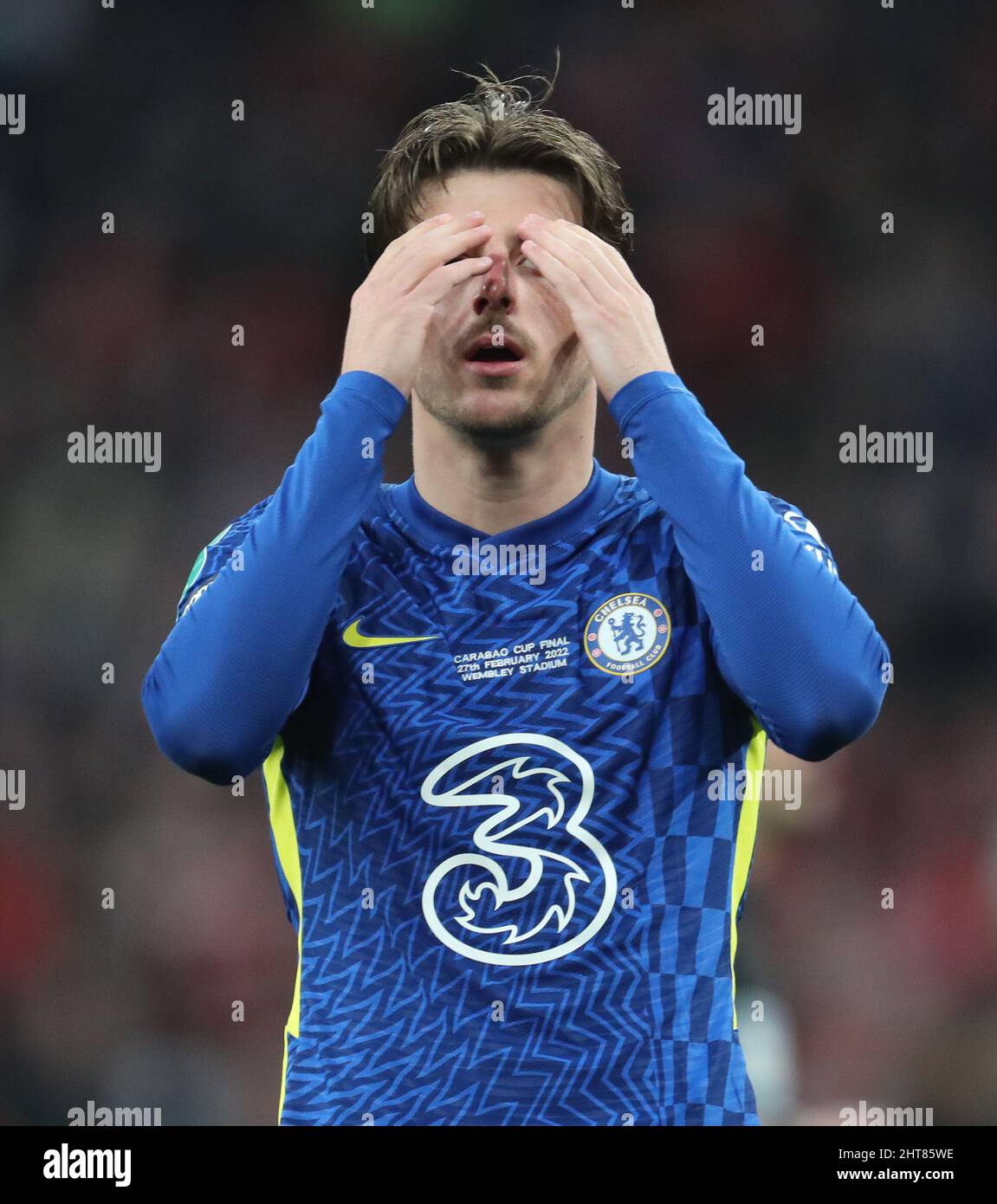Mason mount reacts after hitting the post hires stock photography and