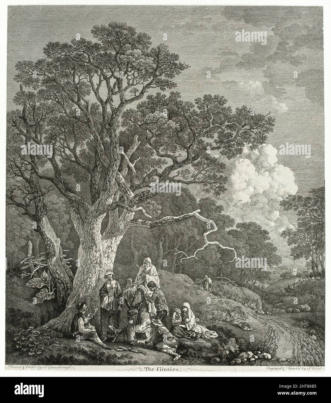 Wooded Landscape with Gypsies Gathered Round a Fire, 1753/54. Stock Photo