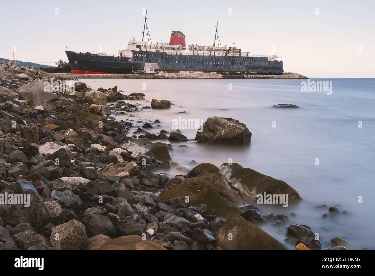 Tss Duke of Lancaster ship abandoned in Wales Stock Photo Alamy