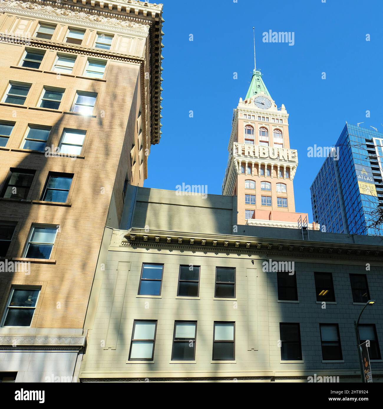 Tribune Tower in downtown Oakland, California, USA; home of the Oakland Tribune newspaper. Stock Photo