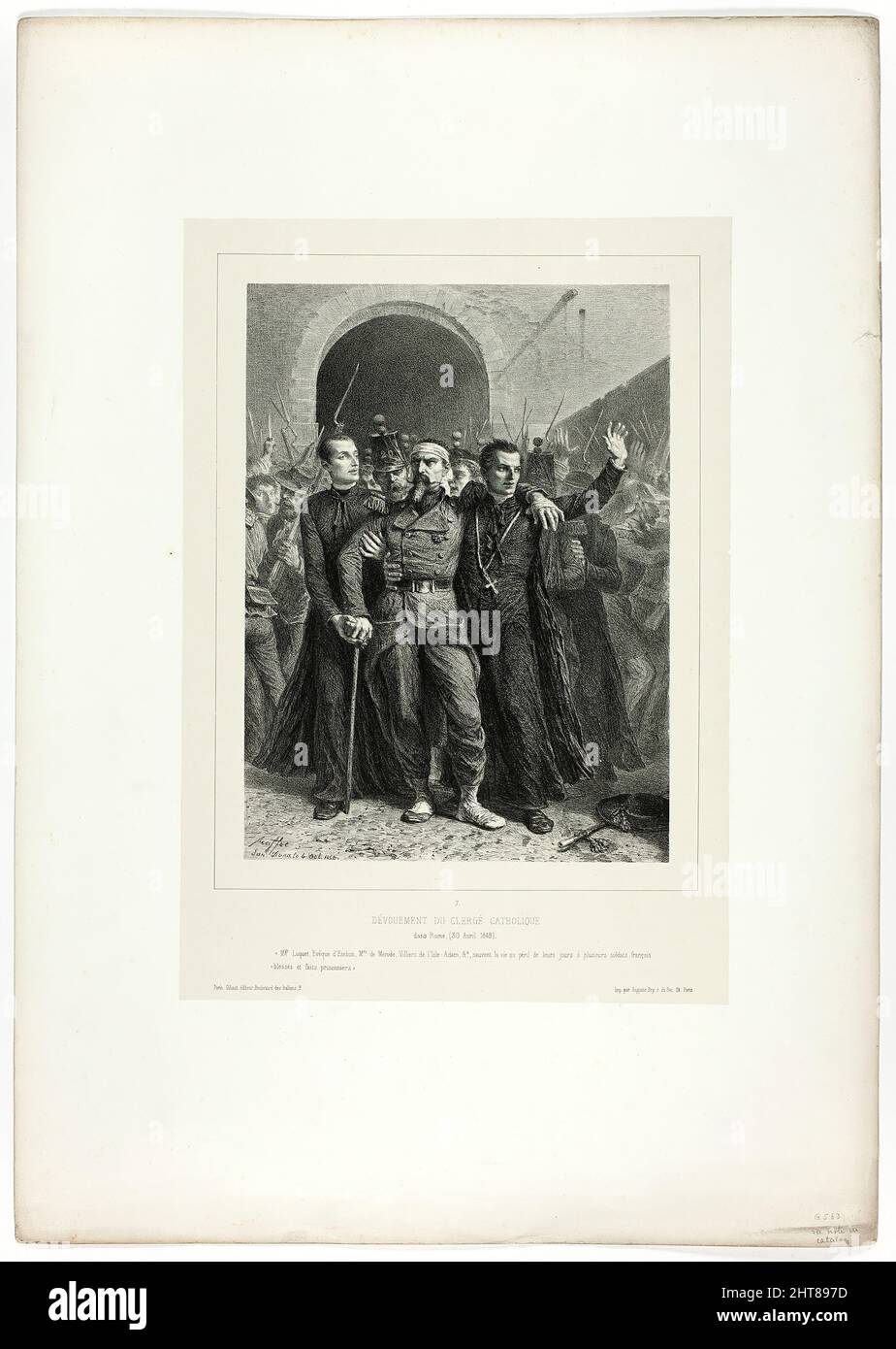 Devotion of the Catholic clergy in Rome, April 30, 1849, from Souvenirs d&#x2019;Italie: Exp&#xe9;dition de Rome, 1858. Stock Photo