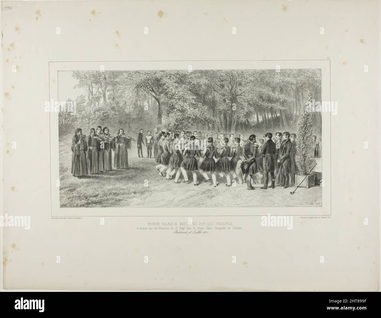 Wallachian Round, Performed by the Tsiganes and Danced by the Second Regiment Musicians at the Home of Prince Ghika, Ghospodar, Wallachia, 1839. Stock Photo