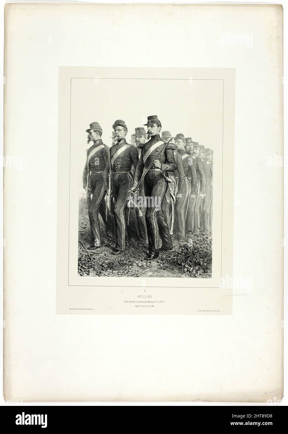 Artillery men, from Souvenirs d&#x2019;Italie: Exp&#xe9;dition de Rome, 1858. Stock Photo