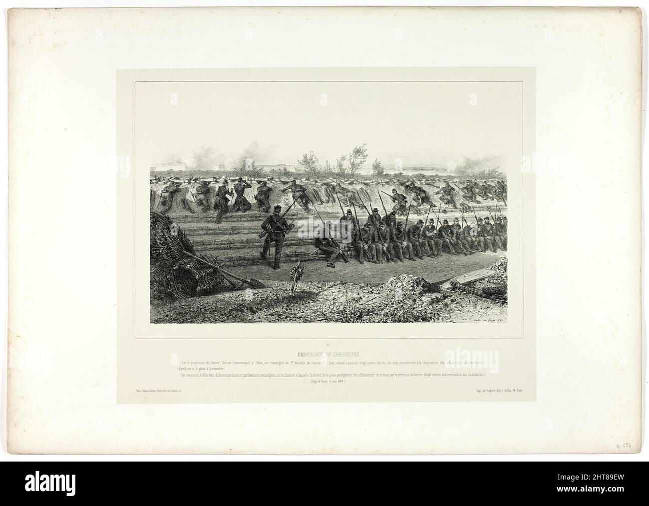 Light infantry ambush, from Souvenirs d&#x2019;Italie: Exp&#xe9;dition de Rome, 1858. Stock Photo