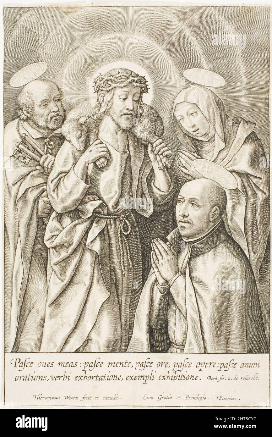 Ignatius of Loyola kneeling before Christ, the Virgin and St Peter, n.d ...