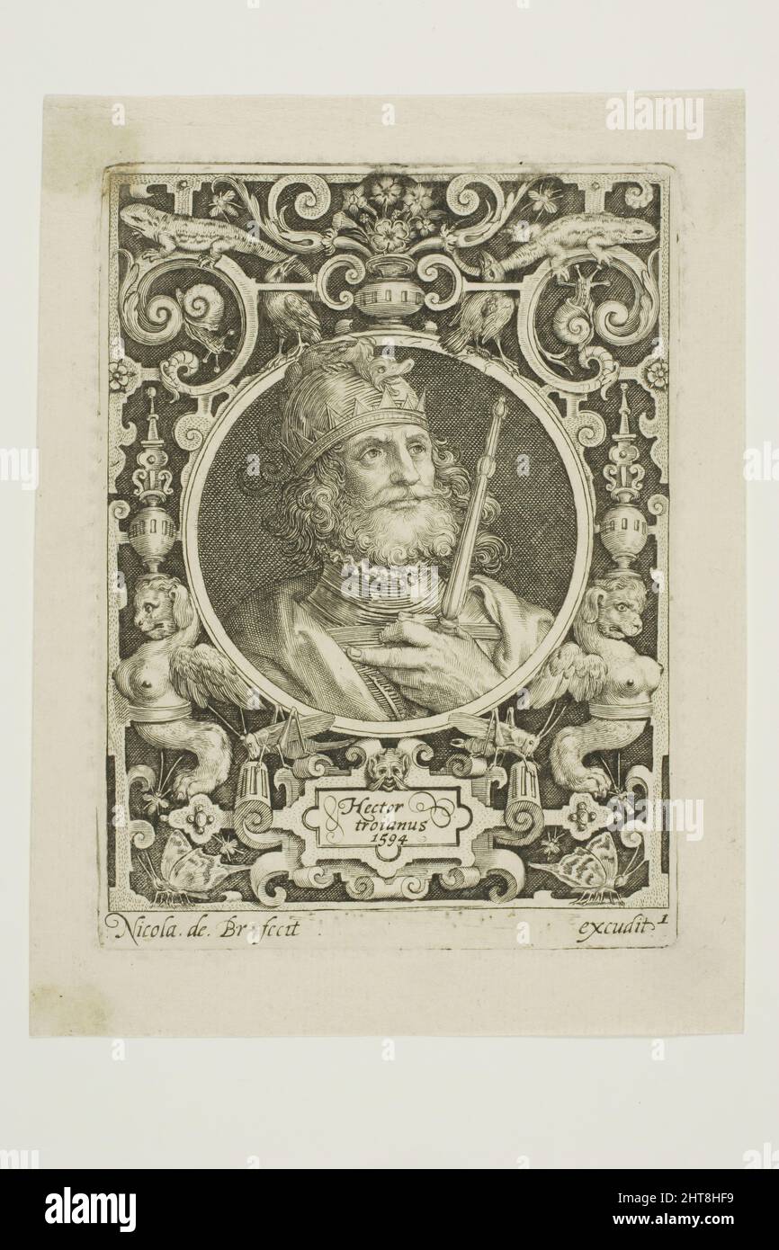 Hector of Troy, plate one from The Nine Worthies, 1594, reworked second state. Stock Photo
