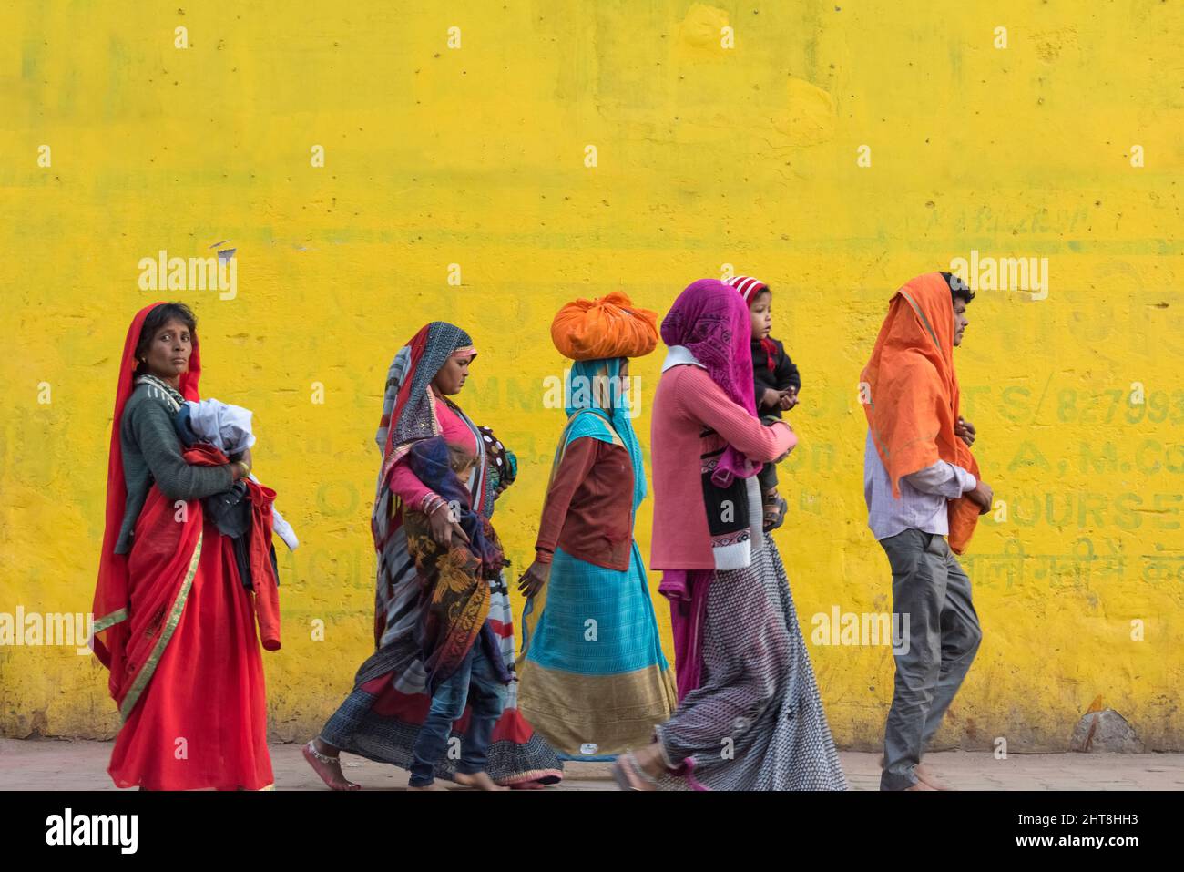 People walking on the street, Mathura, Uttar Pradesh, India Stock Photo